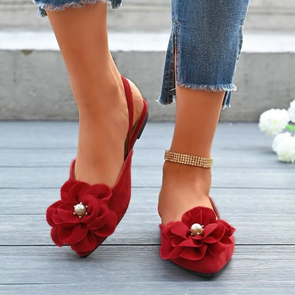 Flower Point Toe Flats Sandals, image 3