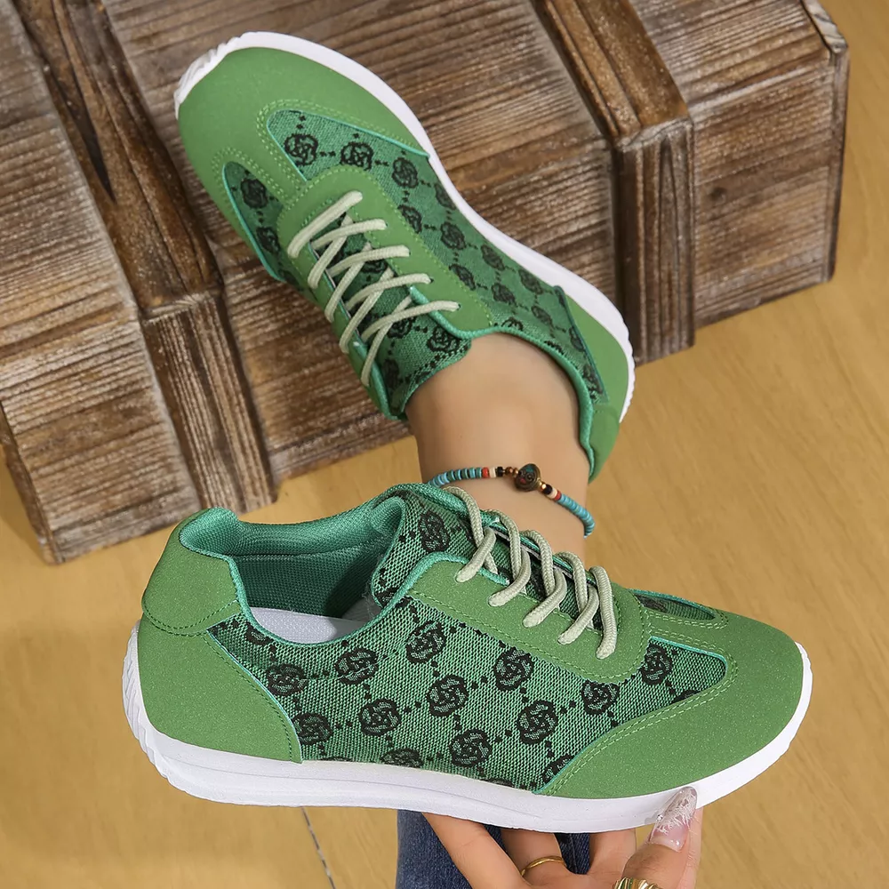 Floral Patterned Lace Up Sneakers, image 3