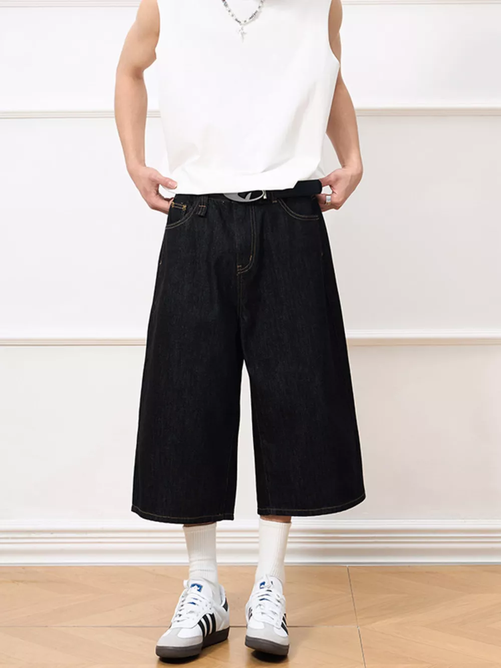 Men's Wide Leg Capris Jeans, image 2