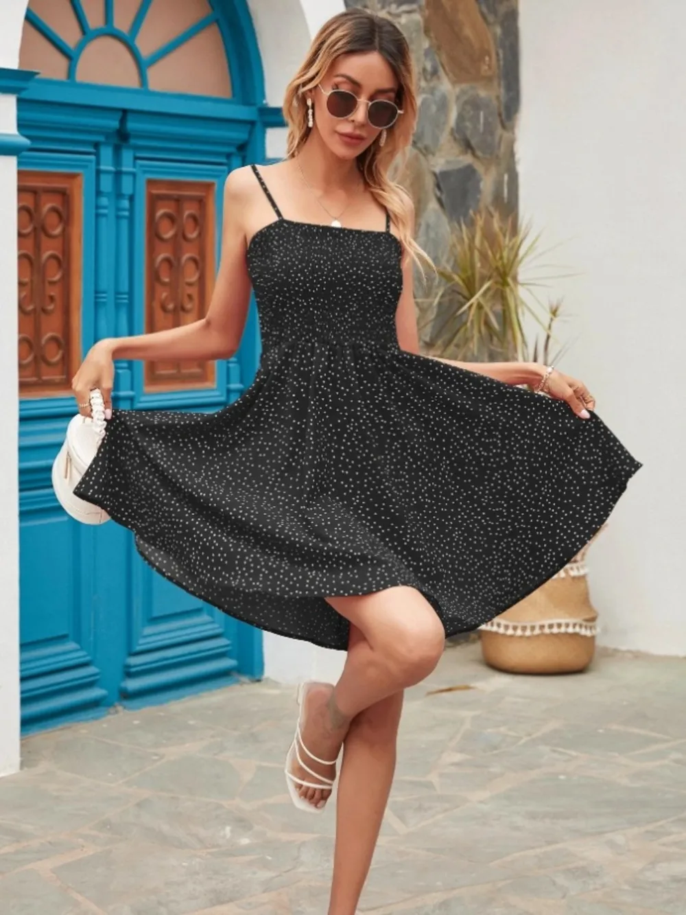 Full Size Smocked Square Neck Cami Dress Plus Size, image 9