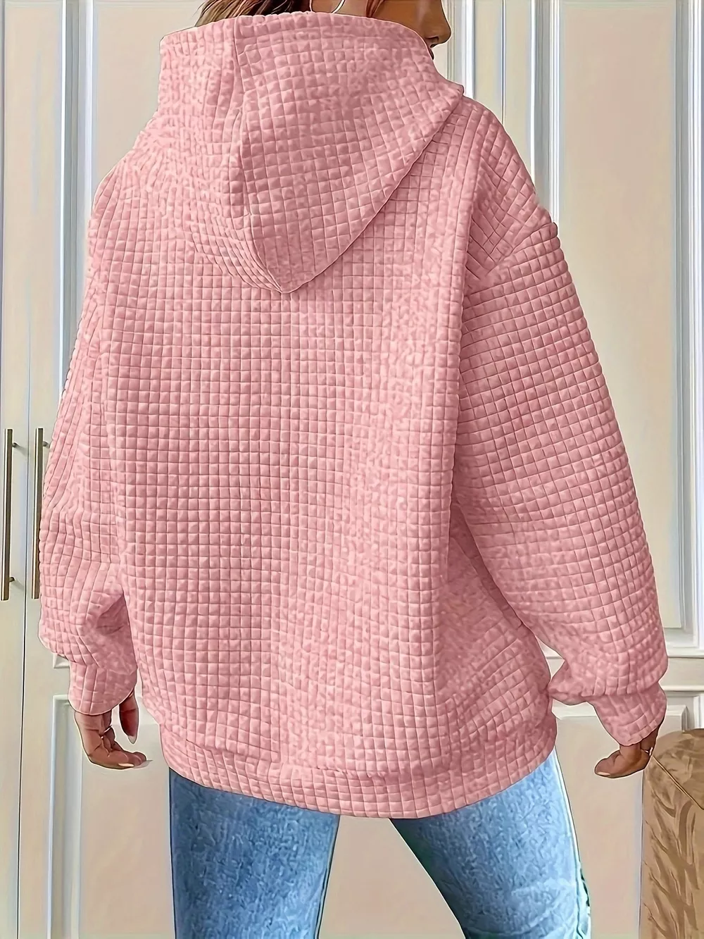 Textured Knit Drawstring Hoodie, image 8