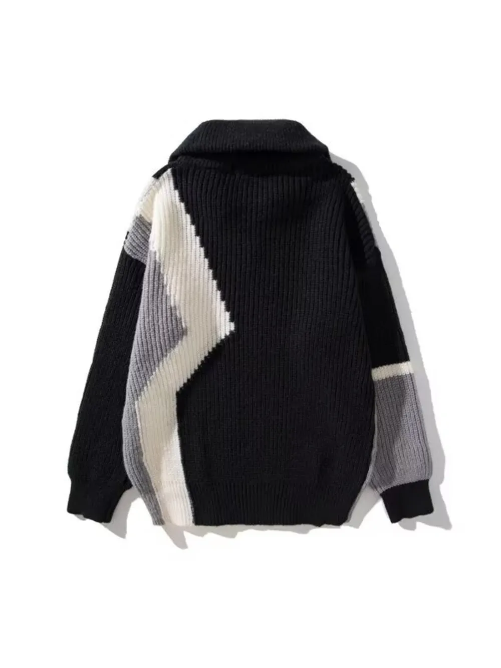 Men's Plus Size Color Block Zip Collar Sweater, image 2