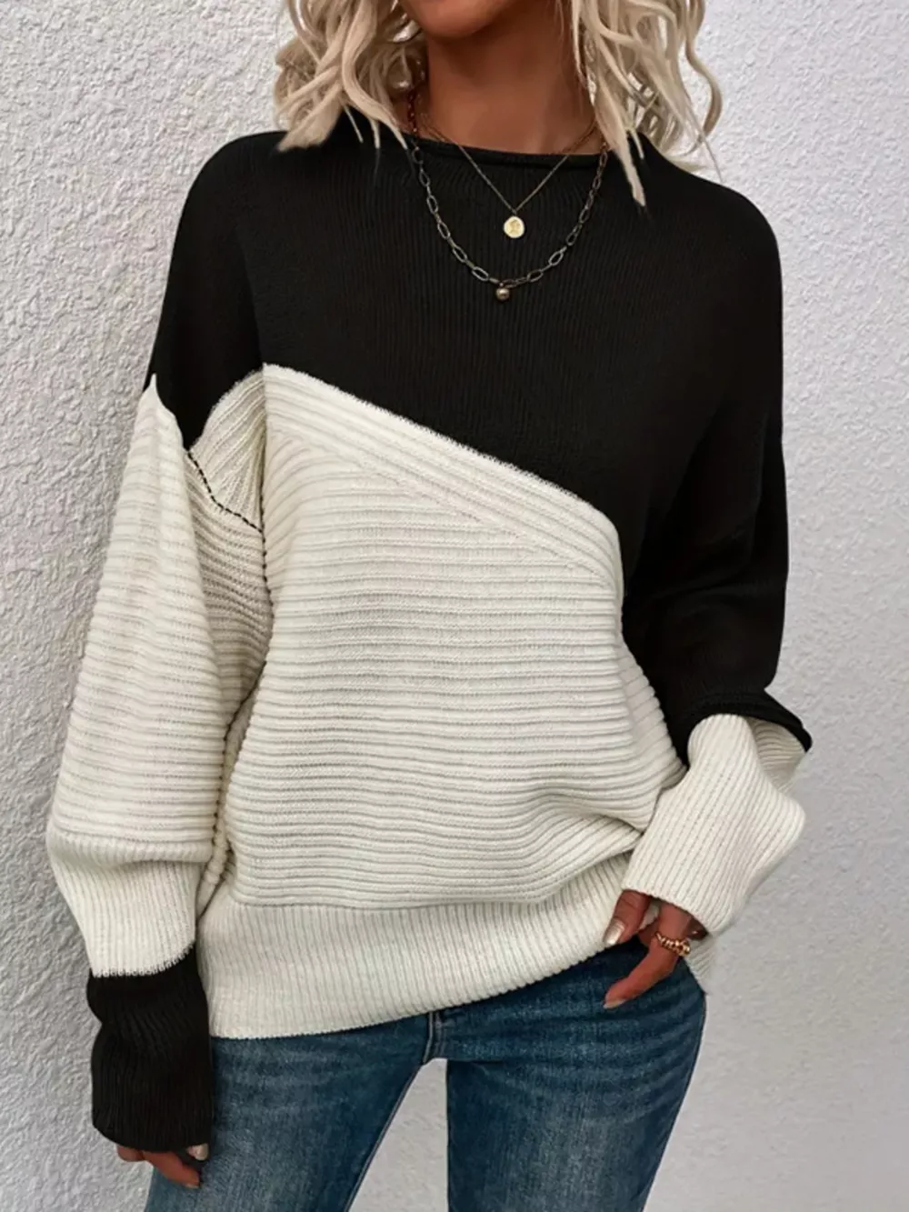 Color Block Ribbed Knit Sweater, image 8