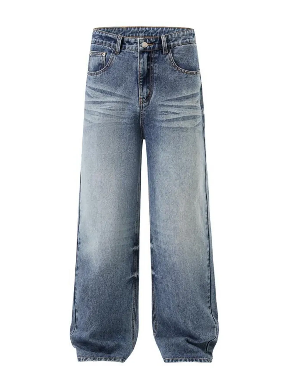 Men's Wash Wide Leg High-Rise Jeans
