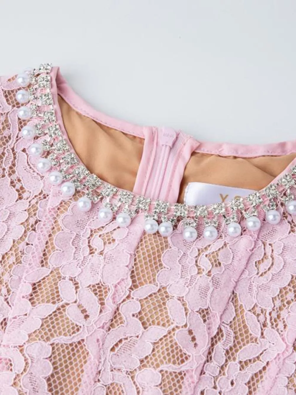 Lace Pearl Neckline Midi Dress, image 14