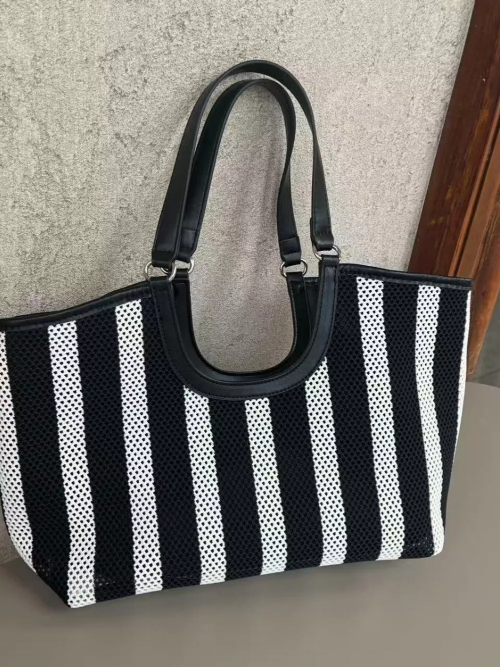 Contrast Striped Tote Bag, image 4