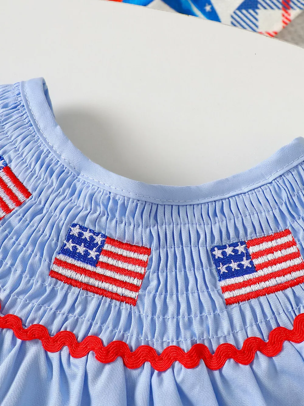 Children's American Flag Smocked Top and Shorts Set, image 2