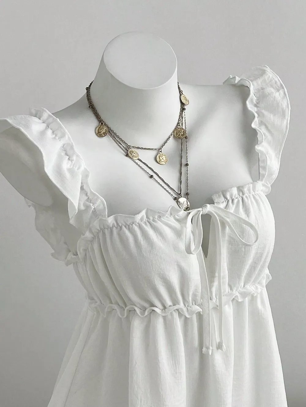 Frill Tie Front Mini Dress, image 2