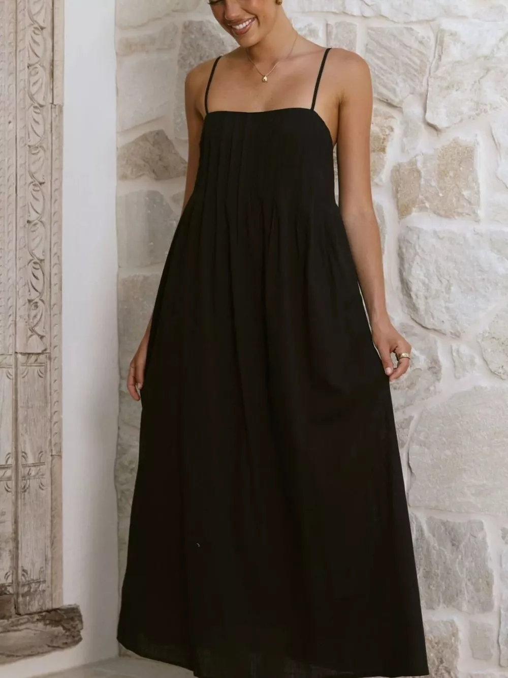 Pleated Bodice Midi Cami Dress, image 12