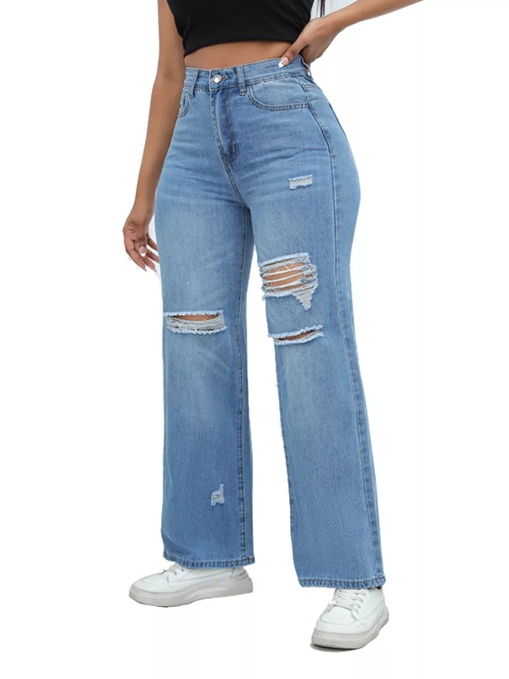 Distressed Wide-Leg Jeans, image 17