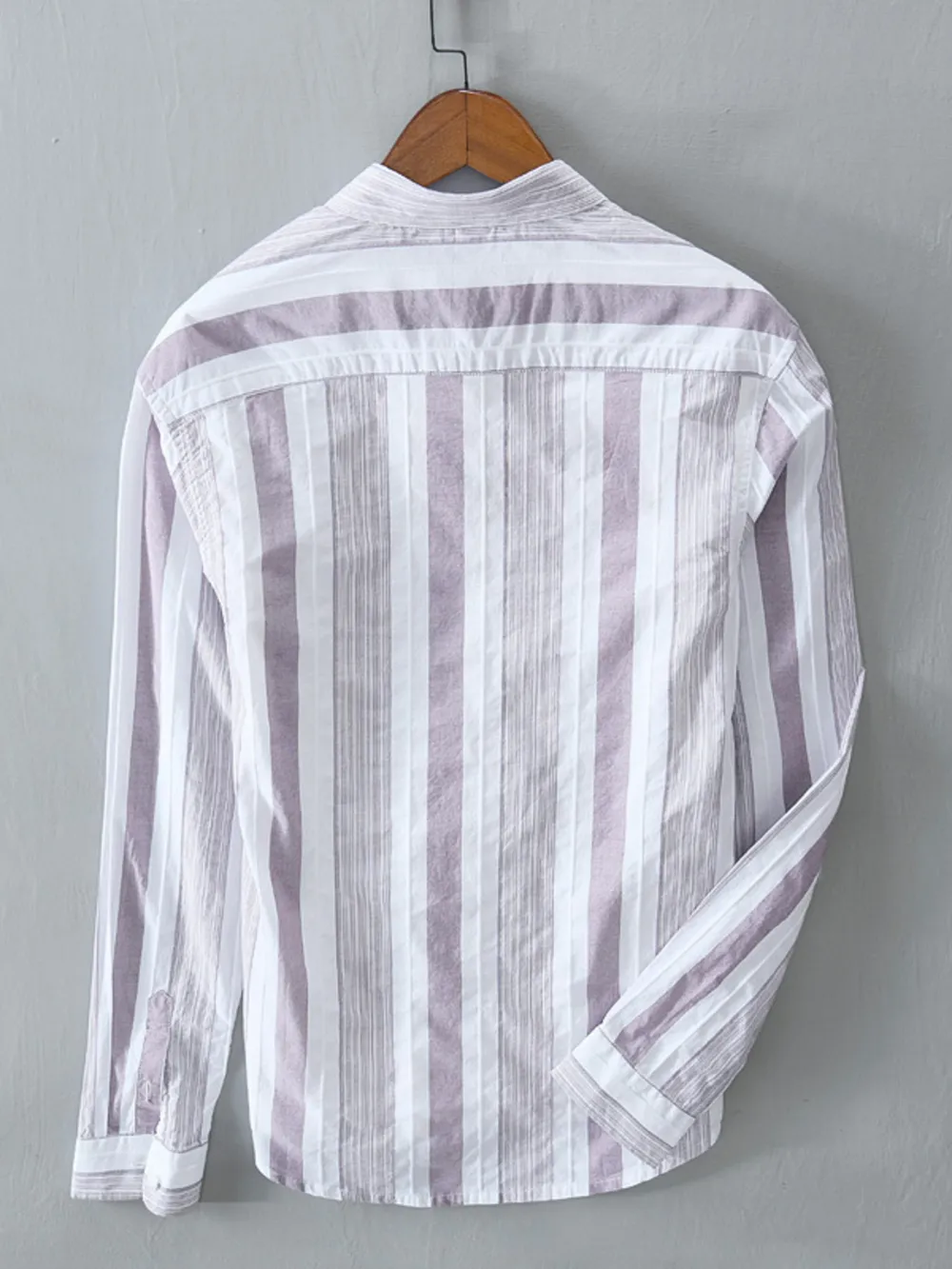 Men's Plus Size Striped Button Up Long Sleeve Shirt, image 3