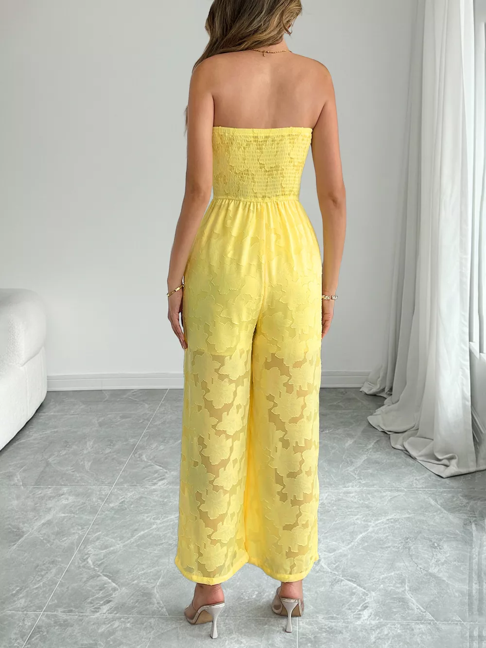 Lace Smocked Tube Jumpsuit, image 6