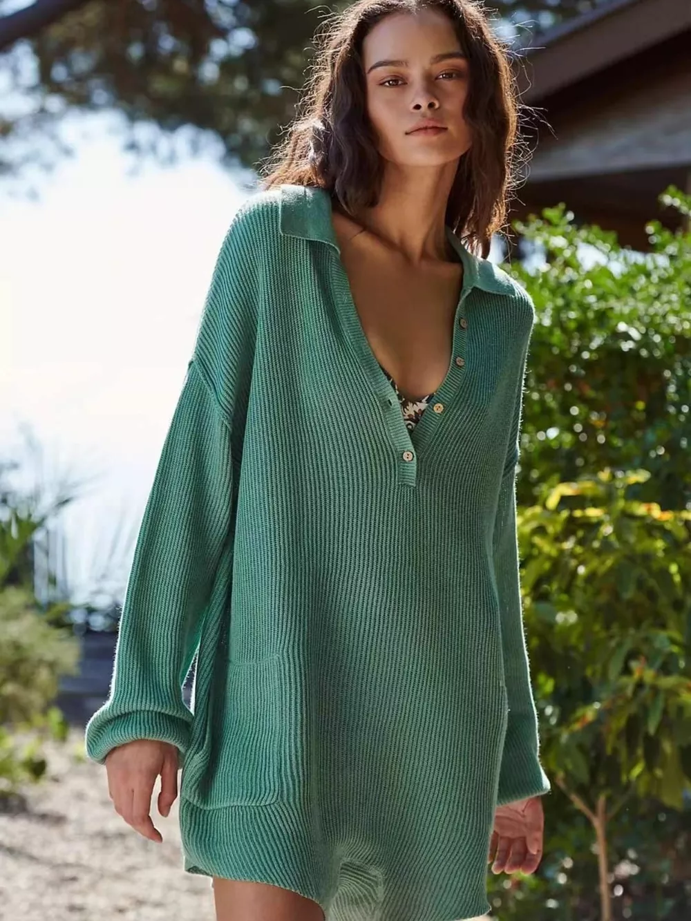 Ribbed Knit Long Sleeve Romper, image 12