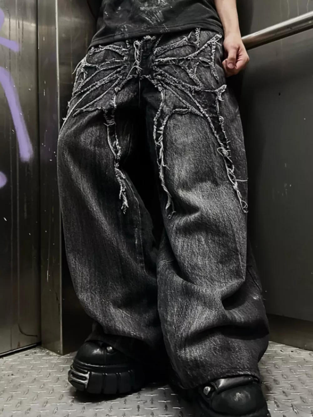 Men's Full Size Spider Wide-Leg Streetwear Jeans Plus Size, image 2