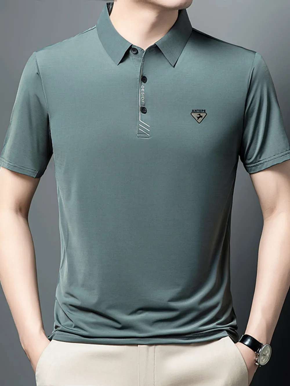 Men's Plus Size Collared Neck Short Sleeve Polo