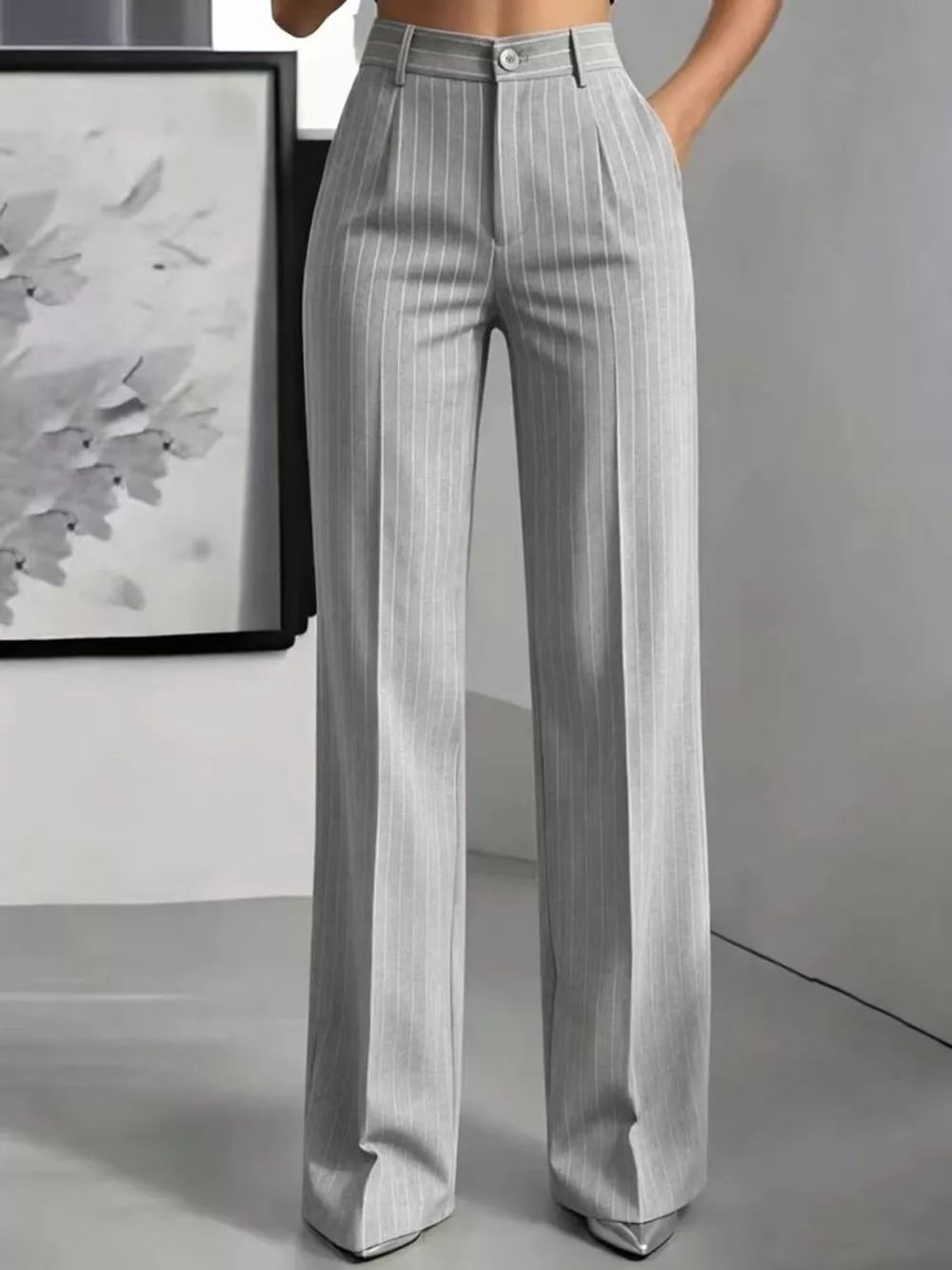 High-Waisted Striped Wide-Leg Pants, image 17