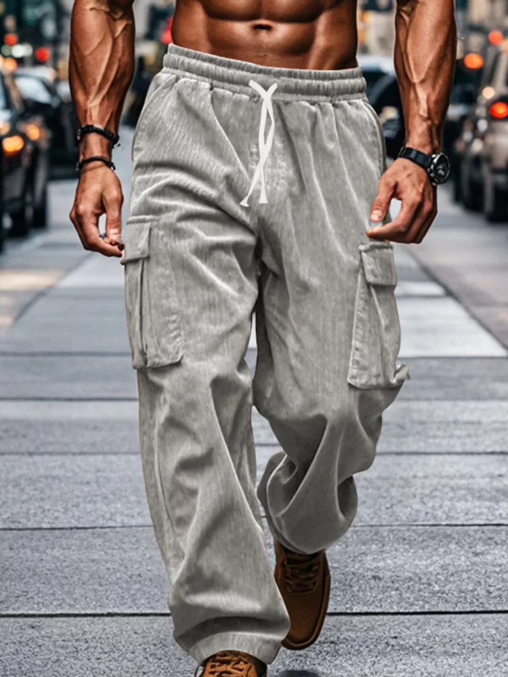 Men's Full Size Corduroy Cargo Pants Plus Size, image 6
