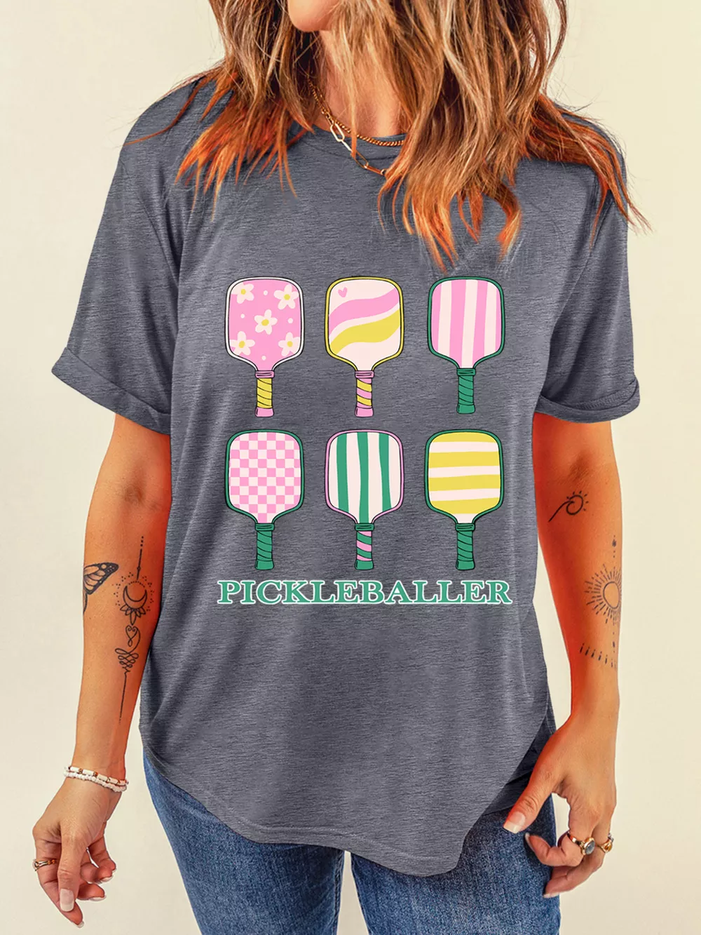 PICKLEBALLER Playful Bats Printed Casual T Shirt