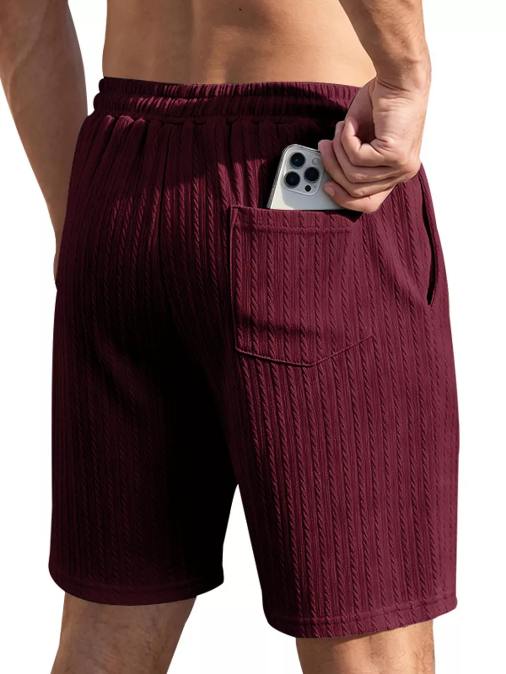 Men's Full Size Casual Texture Drawstring Shorts Plus Size, image 7