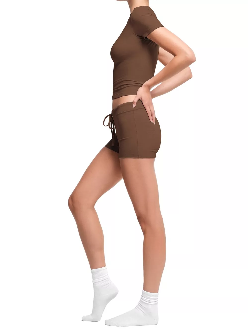 Mock Neck Crop Top and Drawstring Shorts Set, image 5