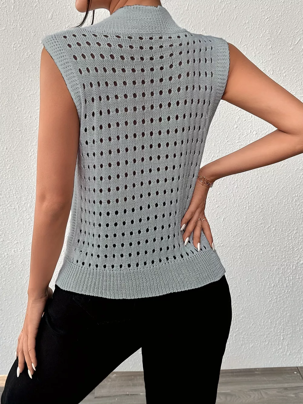 Hollow Out Round Neck Knit Tank, image 20