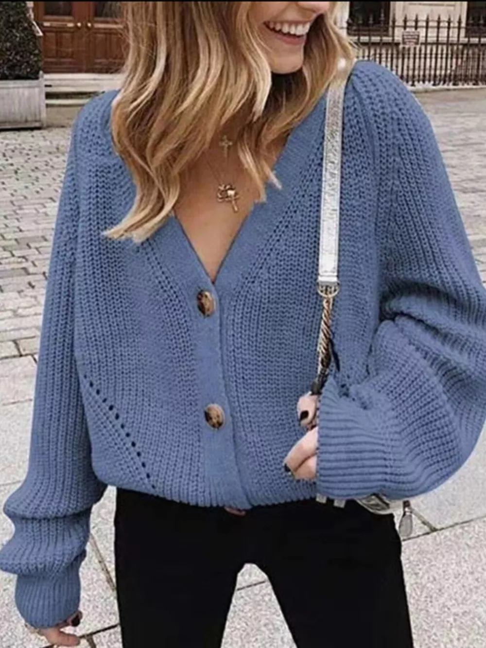 Full Size Chunky Knit Button-Down Cardigan Plus Size, image 8