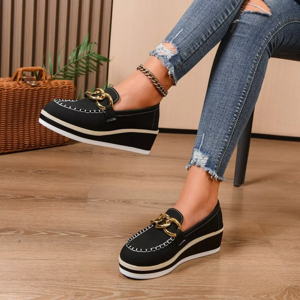 Round Toe Wedge Slip-Ons, image 2