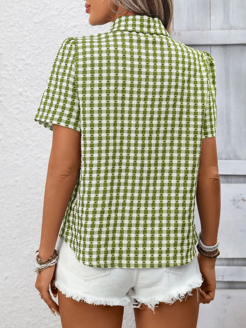 Plaid Button-Up Short Sleeve Shirt, image 4