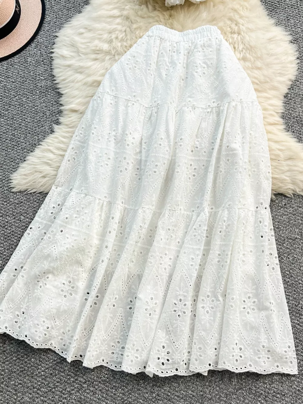 Smocked Crop Top and Hollow-Out Skirt Set, image 16