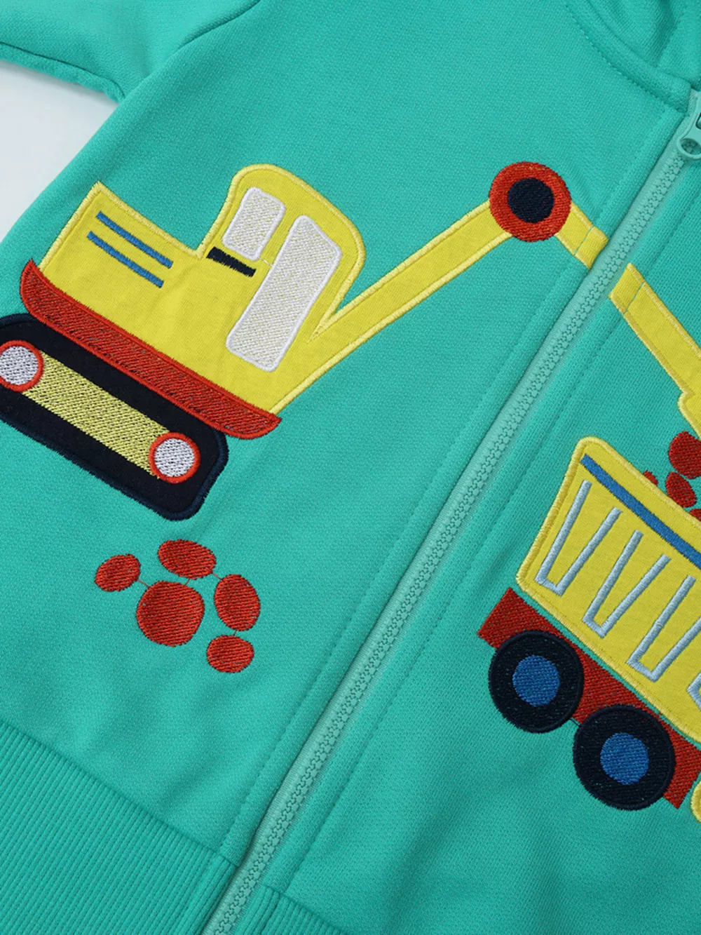 Children's Cartoon Construction Vehicle Zip-Up Hoodie, image 4