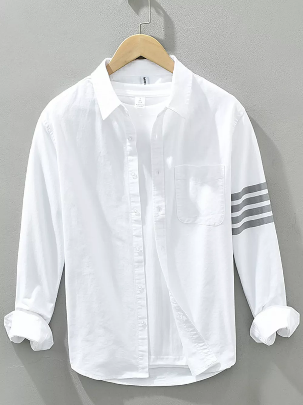Men's Plus Size Button-Up Shirt with Stripe Detail, image 4