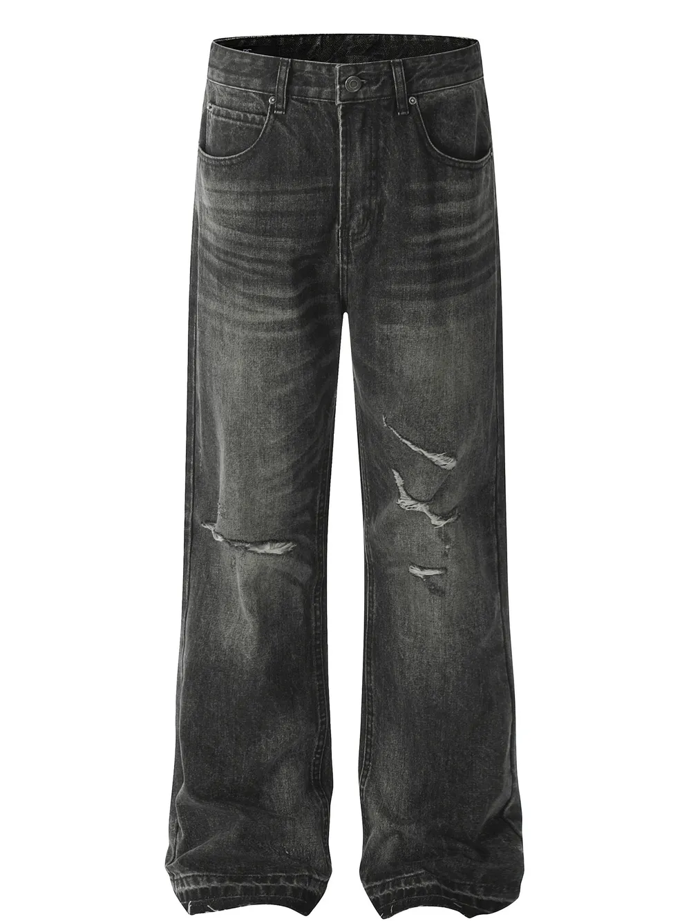 Men's Distressed Washed Straight Jeans