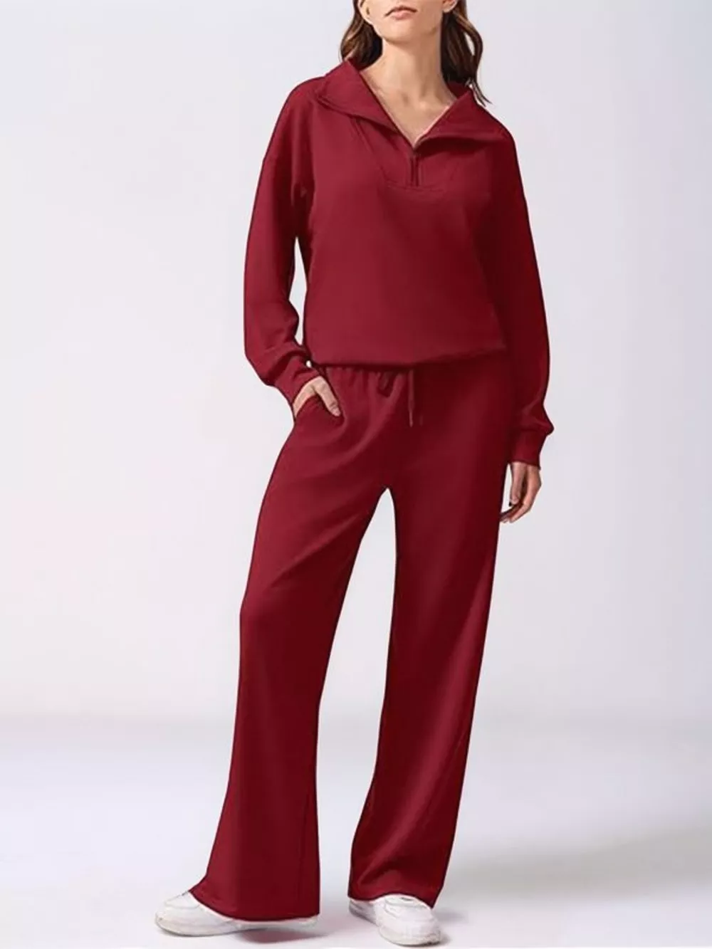 Relaxed Fit Quarter-Zip Top and Pants Set, image 10