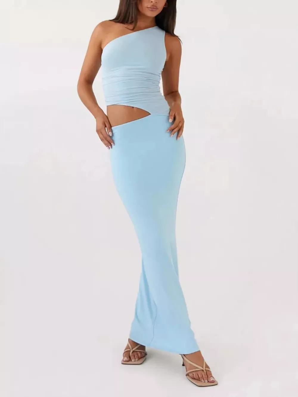 Full Size One-Shoulder Top and Maxi Skirt Set Plus Size, image 9