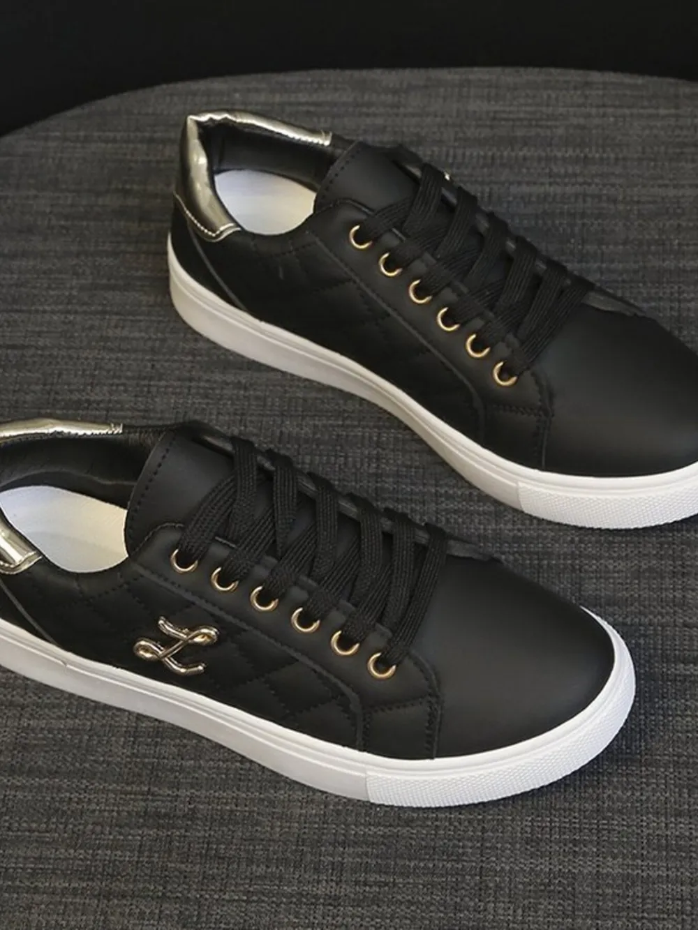 Quilted Platform Sneakers with Metallic Gold Accents, image 7