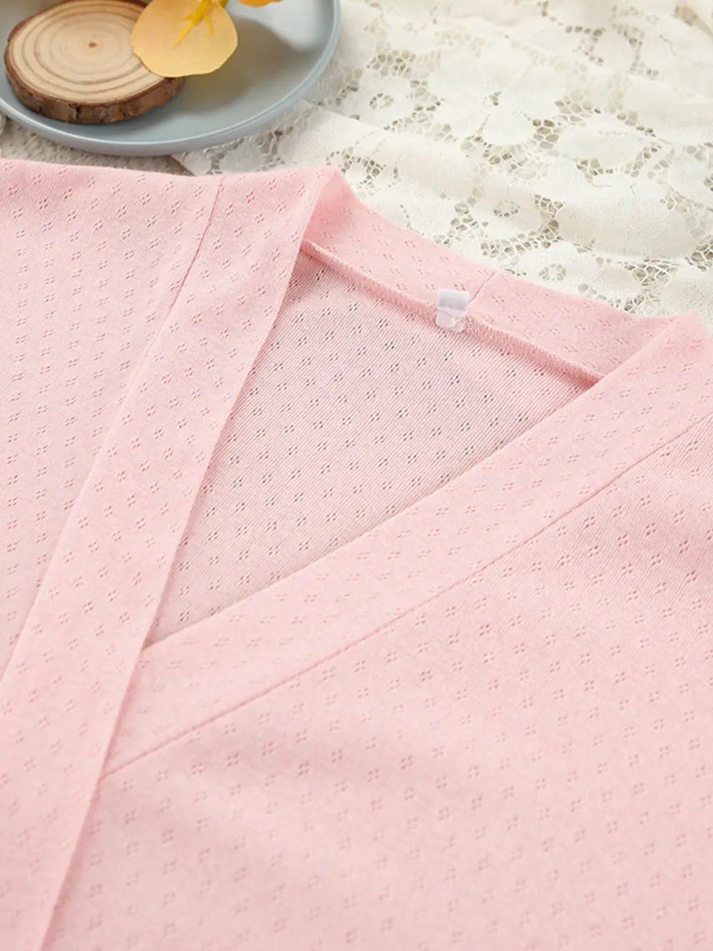 Tie Waist Kimono Sleeve Lounge Nightgown, image 2