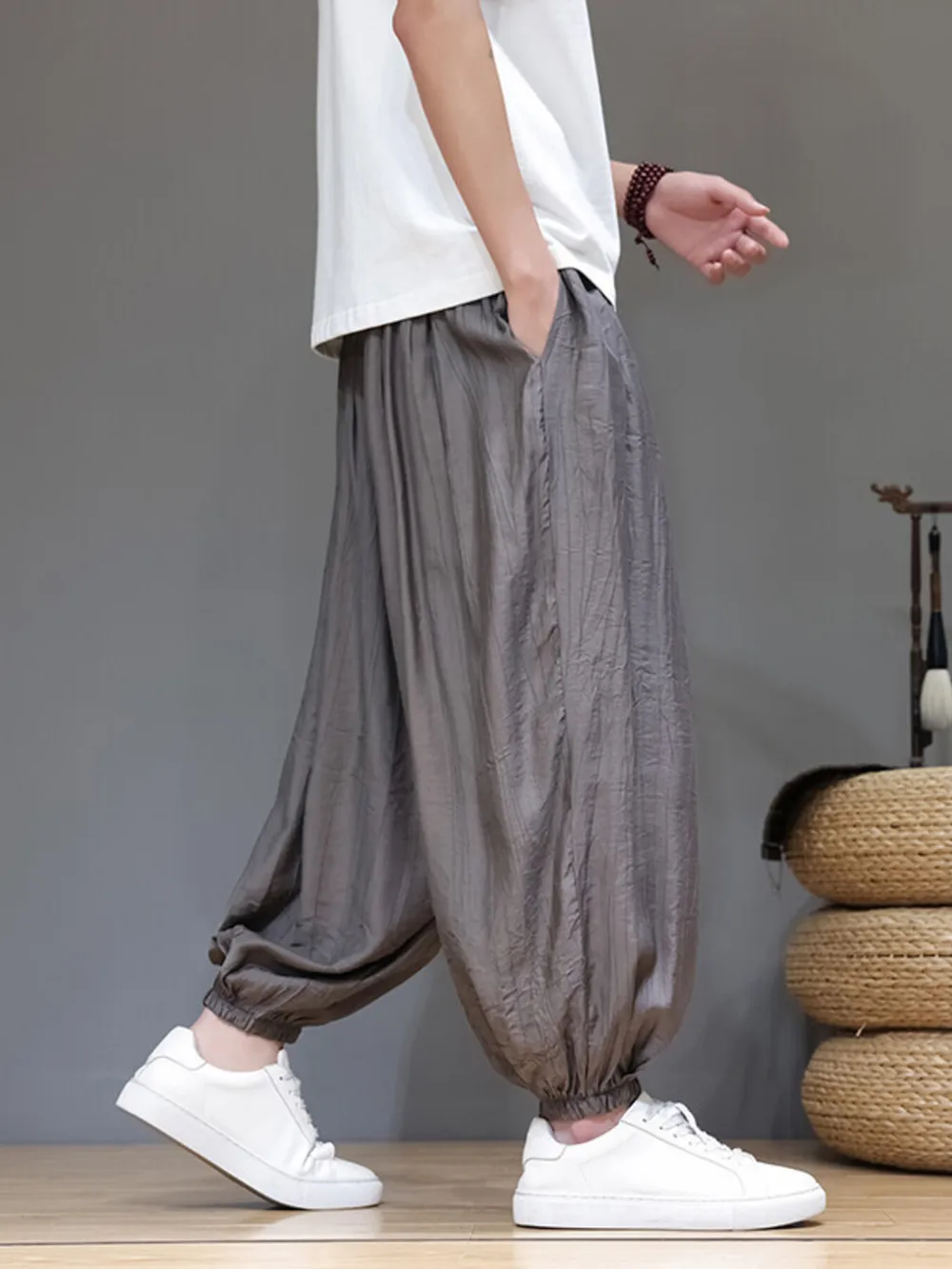 Men's Plus Size Drawstring Loose Fit Joggers, image 7