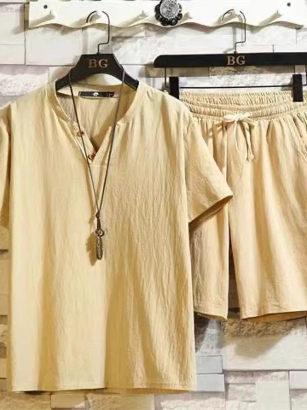 Men's Plus Size Short Sleeve Top and Shorts Set, image 7