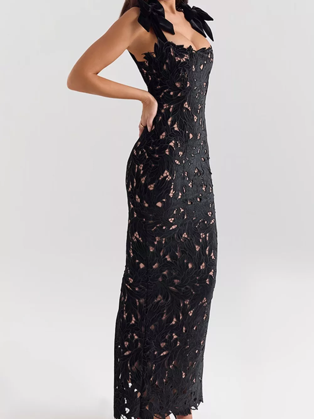 Slit Tie Shoulder Maxi Dress, image 4