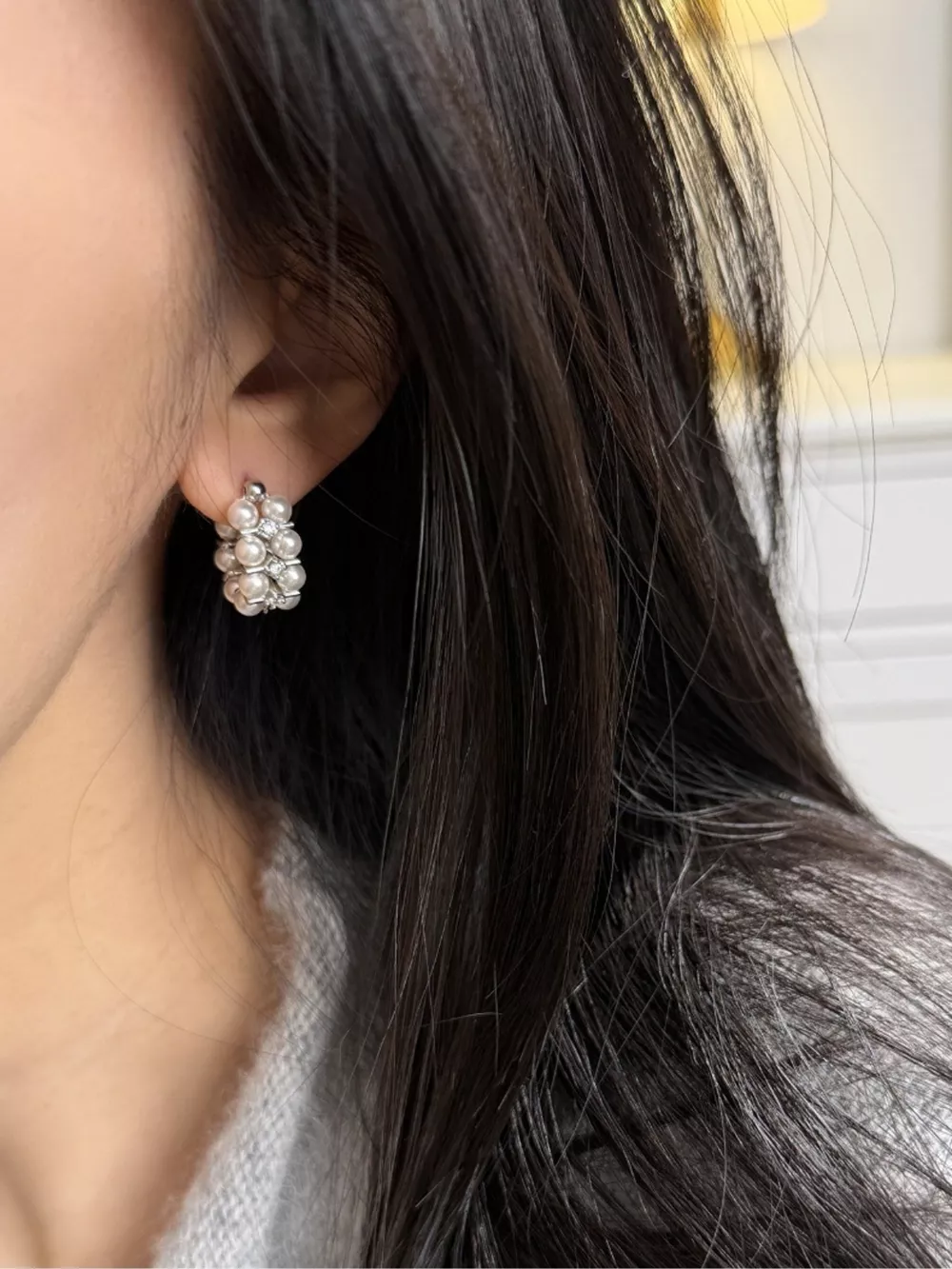 Pearl Hoop Earrings, image 5