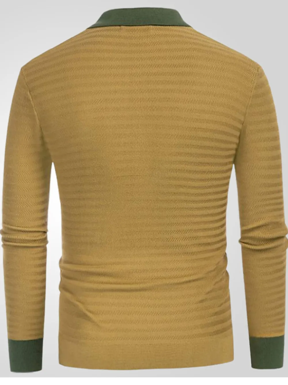 Men's Plus Size Striped Button Up Long Sleeve Polo, image 6