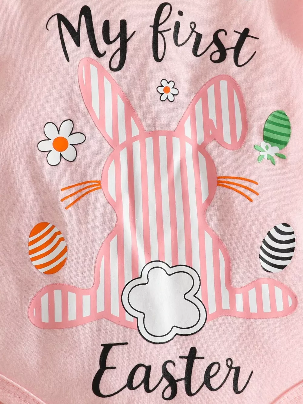 Children's Easter Bunny Long Sleeve Bodysuit and Pants Set with Headband, image 3
