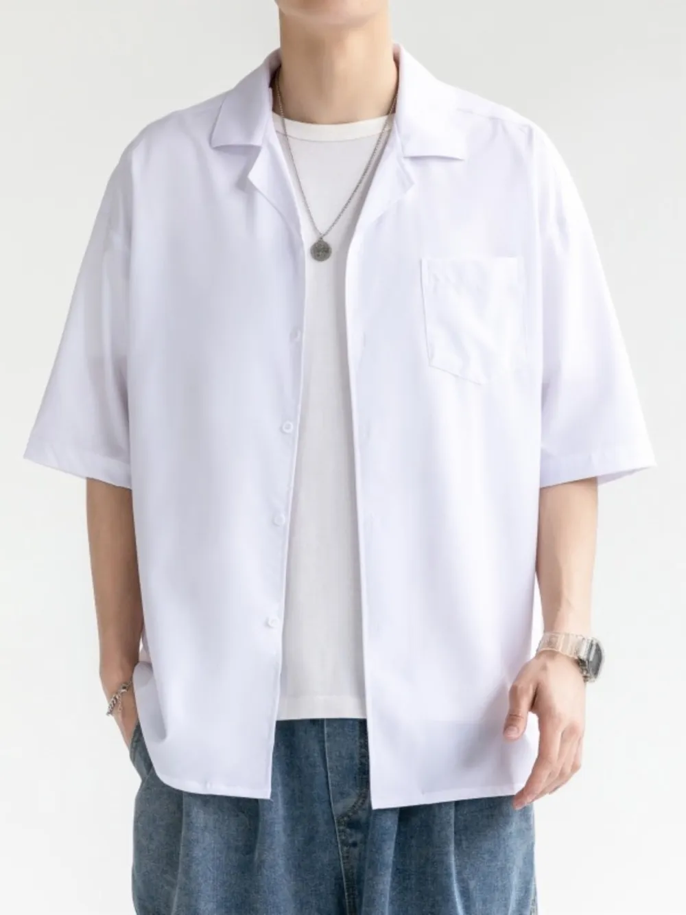Men's Plus Size Button Up Half Sleeve Shirt, image 2