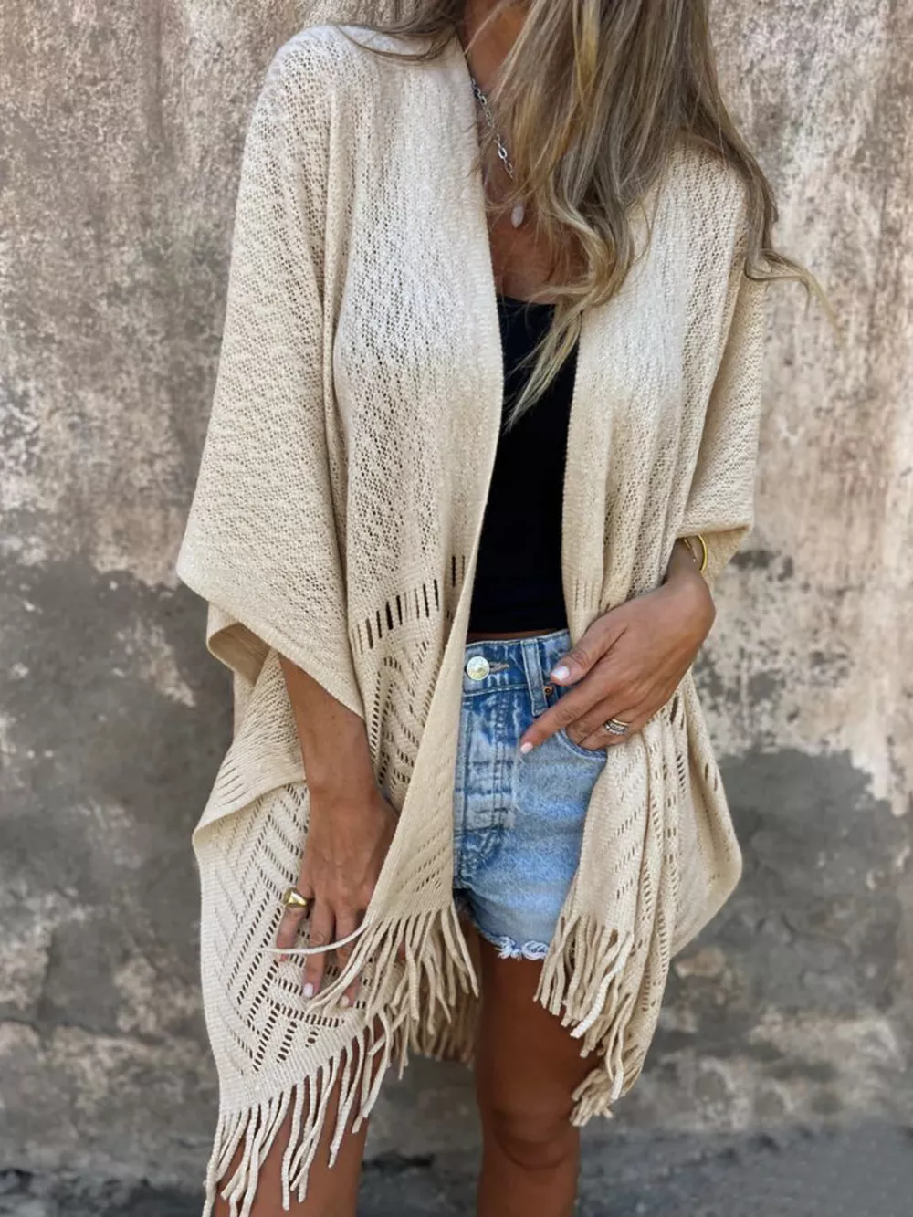 Fringe Open Front Cardigan