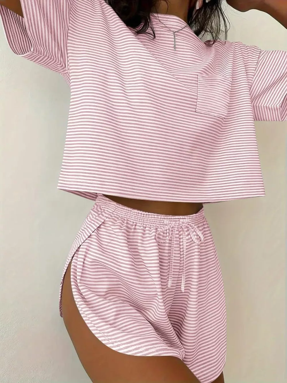 Printed Round Neck Tee and Shorts Set