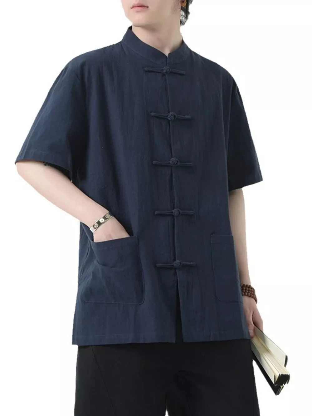 Men's Plus Size Chinese Style Short-Sleeve Shirt, image 8