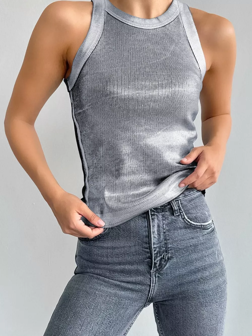 Ribbed Racerback Tank Top, image 2