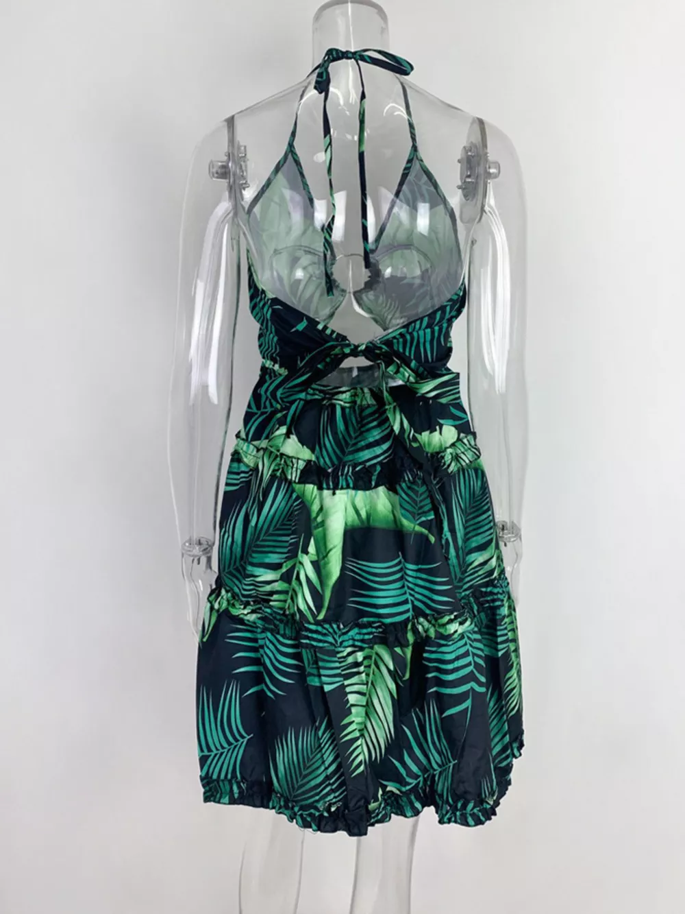 Colorful Print Halter Neck Ruffle Mini Dress, image 25