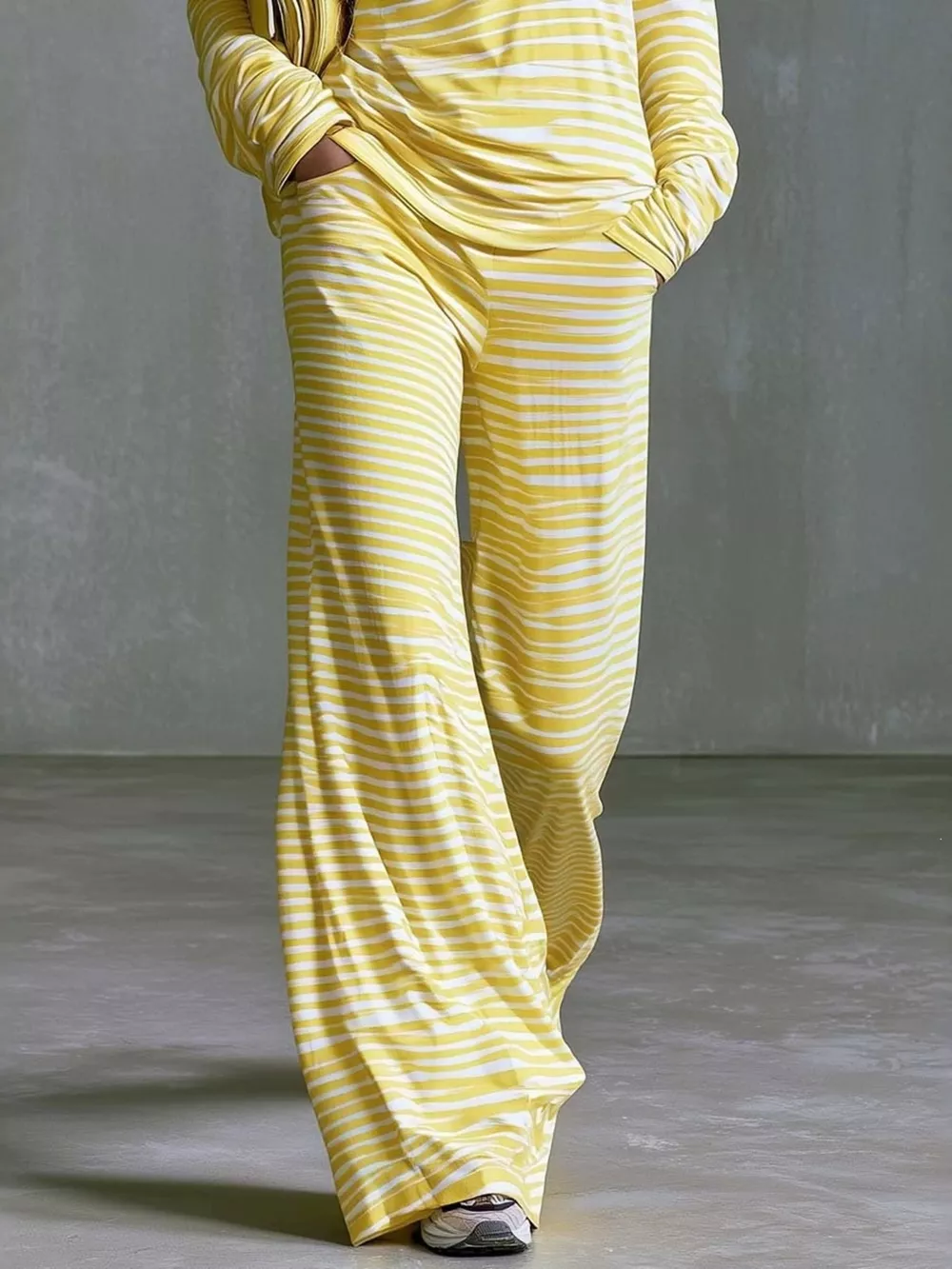 Striped Boat Neck Top and Pants Set, image 4