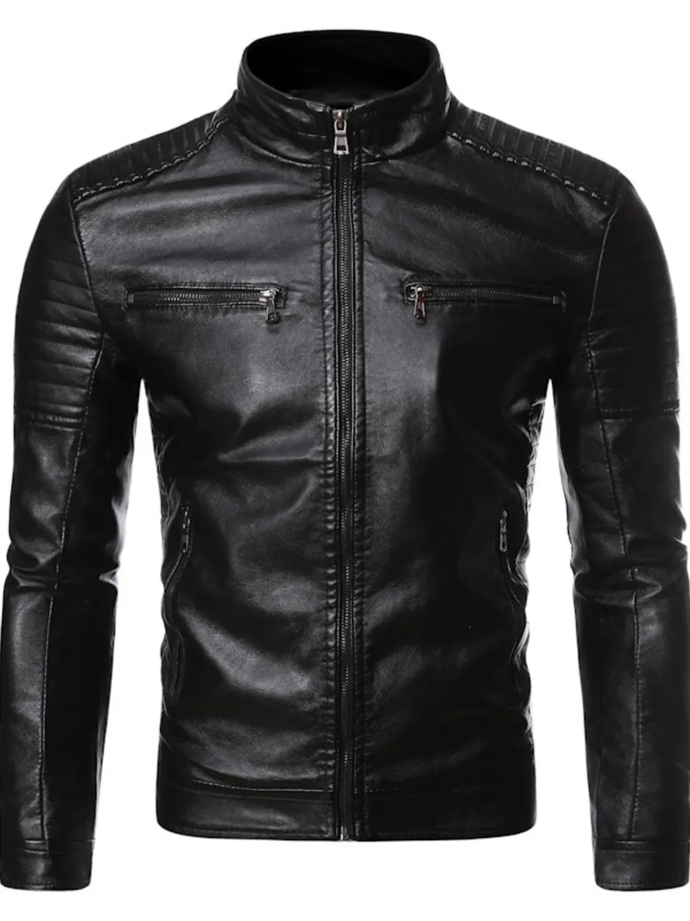 Men's Plus Size Zip Up Motorcycle Jacket, image 6